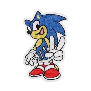 Imagem de Sonic the Hedgehog Bordado Patches 16 Estilos Anime Figura Decoração E