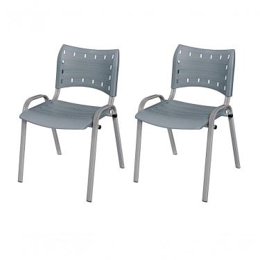 Imagem de Cadeira Iso Base Cinza Escola, Escritório Cinza - Kit 2 Un