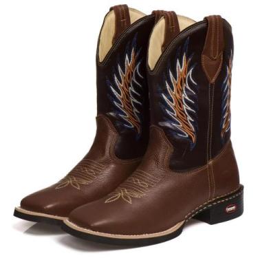Imagem de Bota Texana Masculina Couro Cano Alto Bico Quadrado Moderna - Campero,