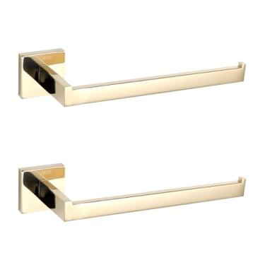 Imagem de Telca Kit 2 Toalheiros Dourado Porta Toalha de Rosto Aço Inoxidável Acabamento Brilhante