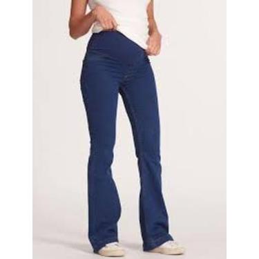Imagem de Calça jeans feminina flare cor azul escuro tam 40 ao 52 - Daillus