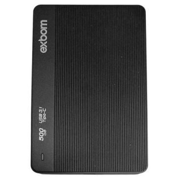 Imagem de HD Externo 500GB 2.5" com conexão USB-C e leitura rápida - Exbom