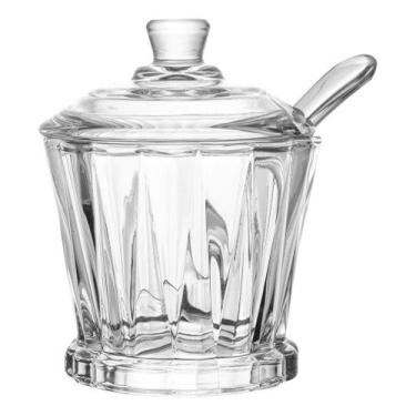 Imagem de Açucareiro de Vidro com Tampa e Colher Lyor Radial  Cristal, Elegante,