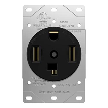 Imagem de ENERLITES 66300-BK 30 Amp Secador Tomada Receptáculo, NEMA 14-30R | Grau Industrial Comercial Residencial, Exterior/Interior, 3 Polos, 4 Fios, (10,8,6,4) AWG, UL Listado | 125/250V, 66300-BK-Preto