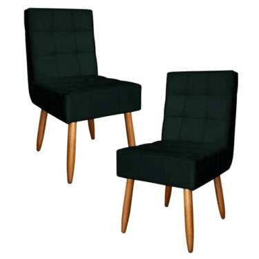 Imagem de Kit 2 Poltronas Monalisa Cadeira Estofada com Pés de Madeira em Suede (PRETO)