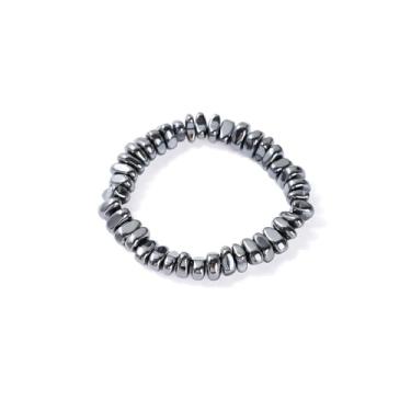 Imagem de ZenVib Pulseira de hematita masculina, pedra de força natural, ajustável, elástico, design elegante, aprimorando a vitalidade, joia de presente, Medium, Pedra, Sem Pedra Preciosa