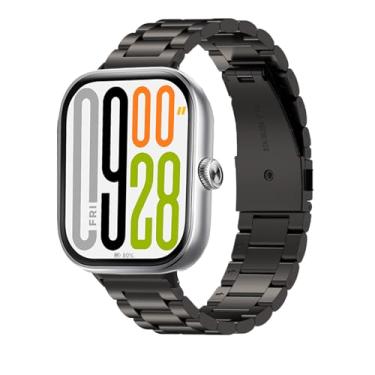 Imagem de NOUKAJU Pulseira para Xiaomi Redmi Watch 5, pulseira de metal de aço inoxidável, pulseira de substituição, pulseira de substituição para relógio inteligente Redmi Watch 5 (preto)