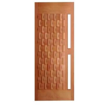 Imagem de Porta de Entrada Maciça Pivotante Egito para Vidro - Madeira, 2,10 m (