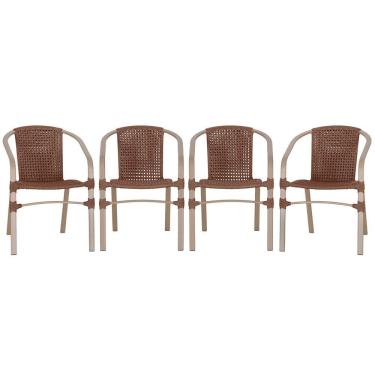 Imagem de 04 Cadeiras Floripa Aluminio Pintura Fendi Trama Original Marrom