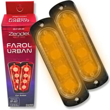 Imagem de Par farol strobo ambar zendel urban 12v 24v ip67 pisca profissional am