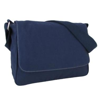 Imagem de Bolsa Carteiro Pasta Transversal De Ombro Tiracolo Média em Lona Masculina Feminina (Azul)