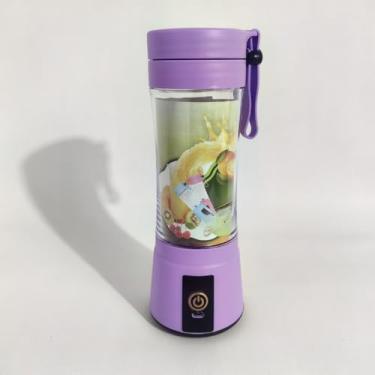 Imagem de Mini liquidificador portátil 380ML Copo de suco recarregável USB com 6 lâminas de aço inoxidável(Roxo)