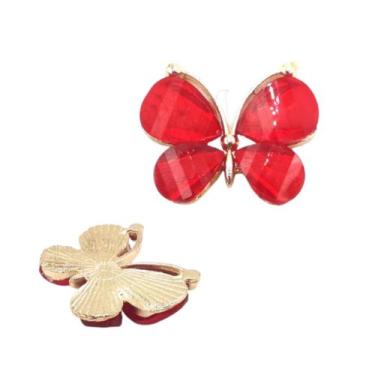 Imagem de Aplique c/pedraria borboleta 2.9cm x 2.2cm cor 035 vermelho unidade - 