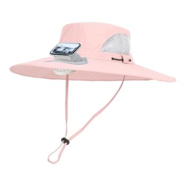 Imagem de Vaveren Chapéu de proteção solar infantil com ventilador solar, chapéu refrescante com corda à prova de vento, versátil, respirável e recarregável para, Rosa