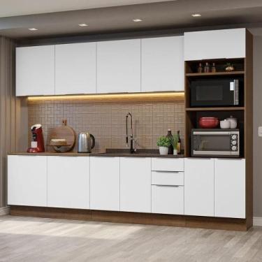 Imagem de Armário De Cozinha Completa 310cm Rustic/branco Stella Madesa 01 Rusti