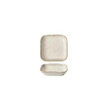 Imagem de Prato de cor de cerâmica refinado simples engrossado retrô japonês - Prato quadrado de 20 cm 4.