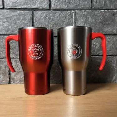 Imagem de Caneca Térmica Parede Dupla em Aço Inox Vermelha 900ml com Tampa Hermética - Estilo Com Logo