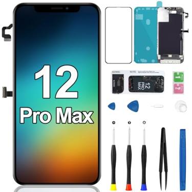 Imagem de Substituição de tela para iPhone 12 Pro Max com sensor de proximidade de alto-falante auricular display LCD 3D Touch Frame digitalizador conjunto completo kit de ferramentas de reparo A2342 A2410