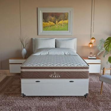 Imagem de Cama Box Baú Casal + Colchão Paris Molas Ensacadas Marrom - eShop casa