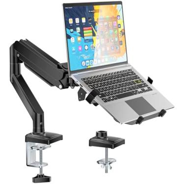 Imagem de WALI Suporte de mesa para laptop, suporte para monitor 2 em 1 com bandeja ajustável para laptop, serve no máximo 43.2 cm e tela de computador de 86.4 cm, capacidade máxima de 10 a 12 kg, suporte de