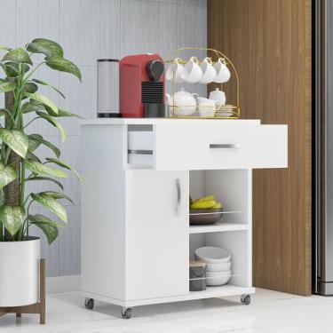 Imagem de Fruteira de Chão Com Rodinhas Porta Microondas e Gaveta Multiuso Móvei