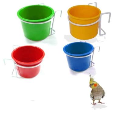 Imagem de kit 02 Canecas Comedouro Para Calopsita Canário Periquito Papagaio Can