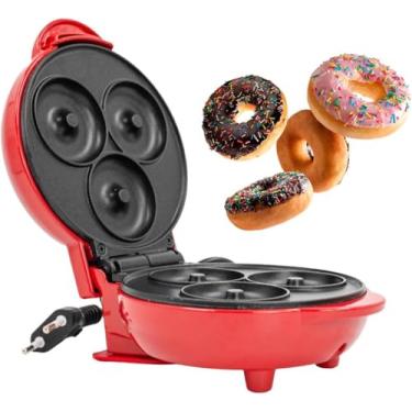 Imagem de Mini Máquina Elétrica de Donuts e Waffles Retrô – Assadeira Antiaderente com 3 Formas, Compacta, Rápida e Fácil de Usar para Lanches Caseiros Perfeitos