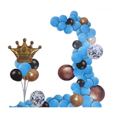Imagem de 44 Balões Bexiga Guirlanda + Coroa Metalizada + Fita Arco(Azul)