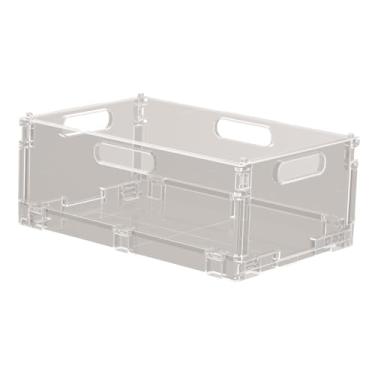 Imagem de Ioensy Cesta de armazenamento dobrável, organizador de, caixa empilhável versátil, caixa transparente para cozinha, casa, quarto, armário, utensílios, L