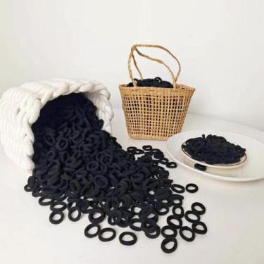 Imagem de 100 Elásticos Xuxinha Rabicó de Cabelo Preto Adulto Infantil Criança -
