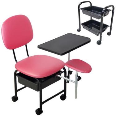 Imagem de Kit Cadeira Manicure Cirandinha + Carrinho Auxiliar Pink - For-ty