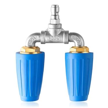 Imagem de Bocal turbo de lavadora de pressão, bocal turbo lavadora de pressão, orifício 2.0 4-12 Gpm 4000 psi, rotação de 360° com conector rápido de 1/10.2 cm (bocal turbo duplo)