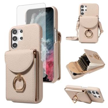 Imagem de Furiet Capa carteira de órgão para Samsung Galaxy S25 Ultra 5G com tela de vidro temperado anel fivela alça de ombro flip porta-cartões suporte capa de telefone para S25Ultra 25S S 25 25Ultra 6.9 2025