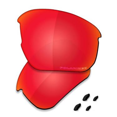 Imagem de SAUCER Lentes de reposição premium e protetores de nariz para óculos de sol Oakley Flak Beta OO9363 | Flak Beta Asian Fit OO9372, Vermelho fogo polarizado, One Size