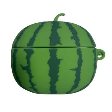 Imagem de Capa fofa compatível com Airpods Pro 2ª/1ª, Kawaii, fruta, melancia, morango, banana, engraçada, capa de fone de ouvido de silicone com chaveiro de gancho (melancia)