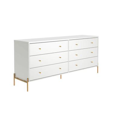 Imagem de Cômoda Jasper 6 Gavetas Branca e Dourada