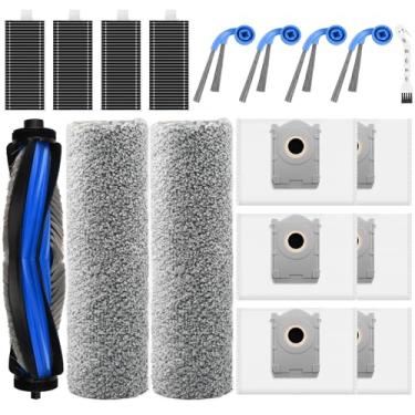 Imagem de Pacote com 18 peças de reposição adequadas para ECOVACS DEEBOT T80 Omni Robot aspirador de pó peças de reposição com 1 escova principal, 6 sacos de pó, 4 filtros, 2 esfregões de rolo, 4 escovas