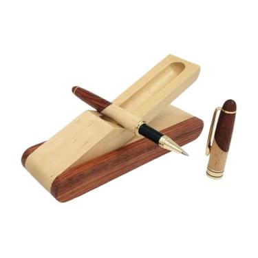 Imagem de Bothyi Suporte para caneta individual, organizador estacionário, conjunto de canetas portáteis leves de madeira, estojo para lápis, para casa e escola, Tyoe B