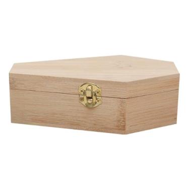 Imagem de oshhni Caixa de caixão de madeira com tampas articuladas, decoração de caixão, mini caixas de madeira para artesanato, lembrancinhas de festa de Halloween e, Cor de Madeira