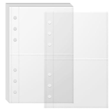 Imagem de 20 folhas transparentes, bolso para livros, organizador de adesivos, inserções de álbum para fichário A6 de 6 anéis, para organizar adesivos, fotos, ingressos, cartões, dinheiro, 2 bolsos