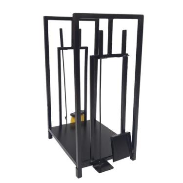 Imagem de Porta Lenhas Cesto Portátil Limpeza de Lareira Churrasqueir - INOX LAU