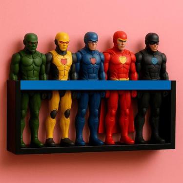 Imagem de Estante de brinquedos Prateleira organizadora de bonecos super heróis,