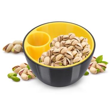 Imagem de Luqeeg Tigela de Pistache Com Armazenamento de Casca, Lanche Grande que Serve Pratos de Pilão Dupla de Amendoim Tigela de Doces para Amendoins de Cozinha Em Casa, Cerejas, Pipoca, (Tipo 2)