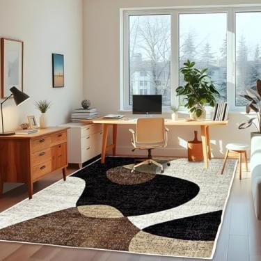 Imagem de 1 Tapete Escritório Grande Belga Luxo Es Mo 200 x 250 Vr (D6Mod Bege Preto Marrom Marfim - Moderno Manchado Abstrato)