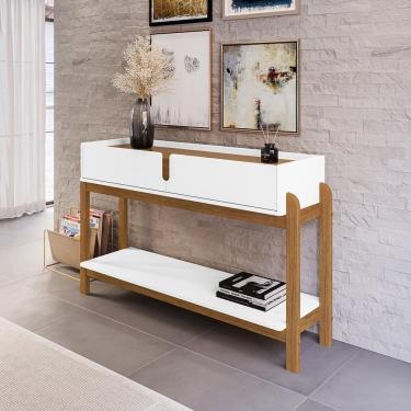 Imagem de Aparador Lizz - 2 Gavetas Em Mdf-mdp Branco-cedro - Casa D