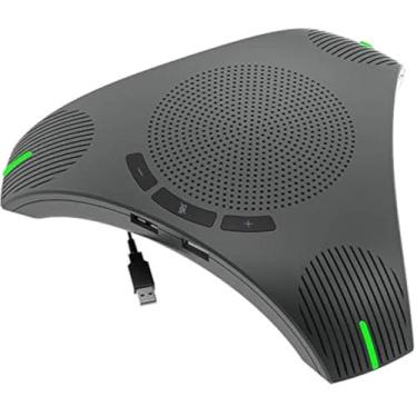 Imagem de Microfone de conferência, alto-falante USB para negócios, microfone omnidirecional 360, redução de ruído DSP inteligente para reuniões de vídeo (microfone + alto-falante + hub)