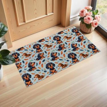 Imagem de Ti Caldi Lindo tapete de porta interior para cachorro Dachshund, 75 × 43 cm, tecido não tecido, adorável capachos para entrada, cozinha, quarto, tapete antiderrapante para decoração de casa, presentes