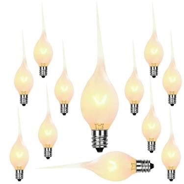 Imagem de Pacote com 12 lâmpadas de vela mergulhadas em silicone, substituição de lâmpada elétrica de Natal de 5 watts, luz noturna com base de candelabro E12, branco macio, 120 volts