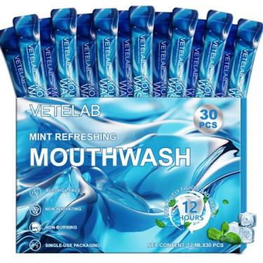 Imagem de Enxaguante bucal para viagem Vetelab Mini Mint, sem álcool, pacote com