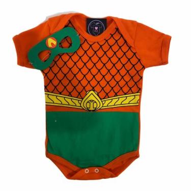 Imagem de Body Bebe Menino HERÓIS + Mascara - Temático Mesversário - R.L, Aquama